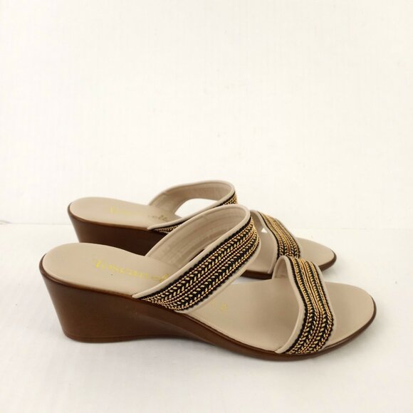 Toscanella MIMMA Double Band Wedge Slip On Sandals Made in Italy - Picture 3 of 9